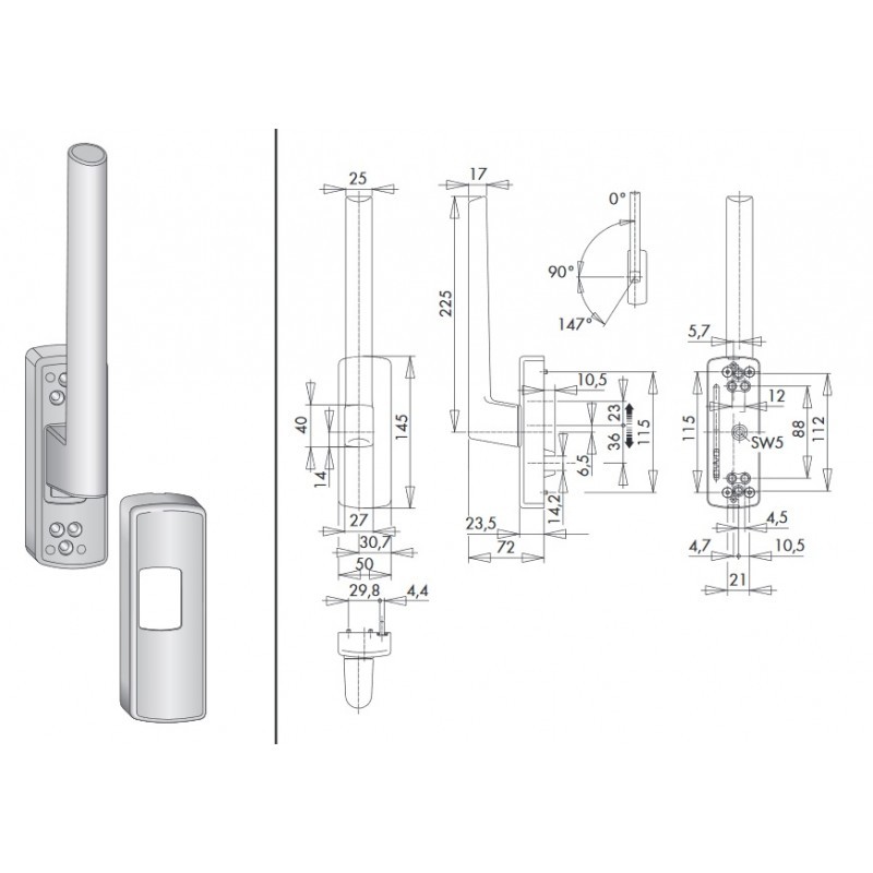 Siegenia PHIL0031-000010 Klamka PSK 200Z prawa stal nierdzewna