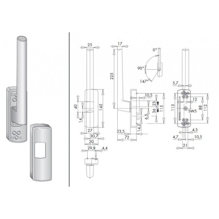 Siegenia PHIL0031-534012 Klamka PSK 200Z prawa tytan mat jasny