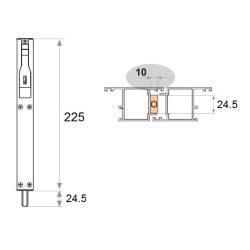 Fapim 3715_23 Rygiel 225x24x10mm czarna anoda