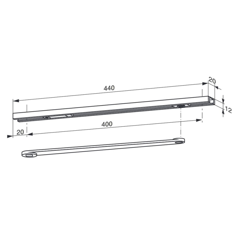 Dormakaba 52003801 Szyna kryta standardowa 20x12mm G96N20 do ITS 96 PRAWA