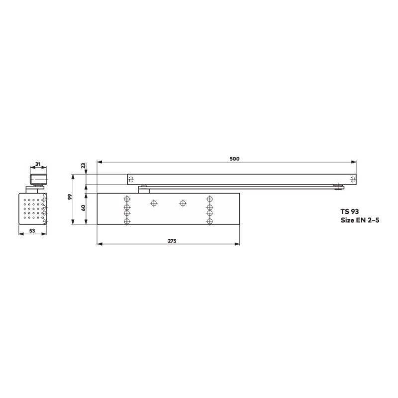 Dormakaba 43020001 Samozamykacz TS 93 B BC/DC EN 2-5 bez szyny srebrny