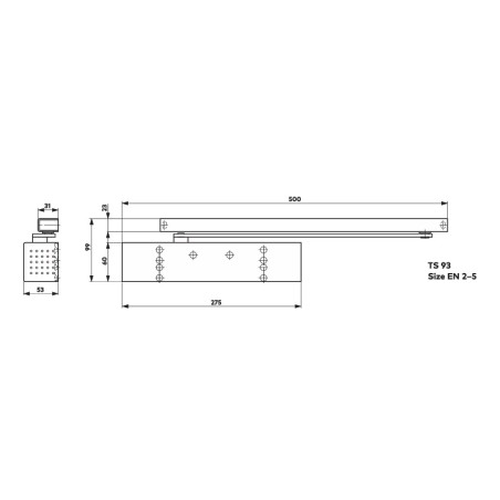 Dormakaba 43020001 Samozamykacz TS 93 B BC/DC EN 2-5 bez szyny srebrny