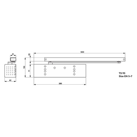 Dormakaba 43530011 Samozamykacz TS 93 G BC/DC EN 5-7 bez szyny biały