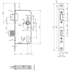 Assa Abloy N1000000811000L Zamek profilowy N1000 R3x20x235mm 72/55